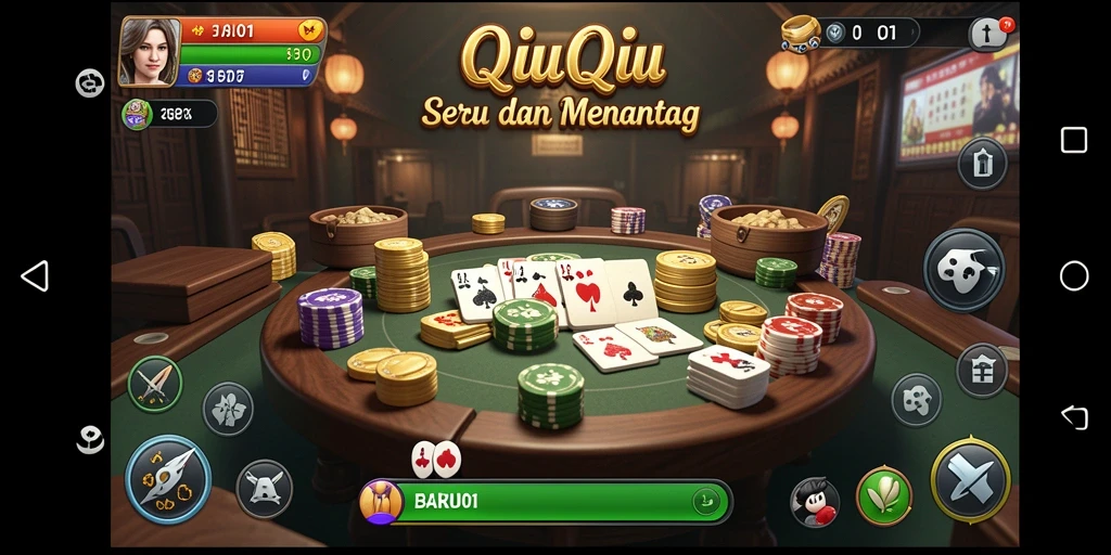 Tampilan screenshot BARU01 dengan aksi seru permainan QiuQiu.
