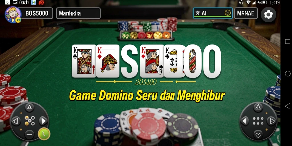 Screenshot gameplay BOS5000 yang menunjukkan aksi seru permainan Domino.
