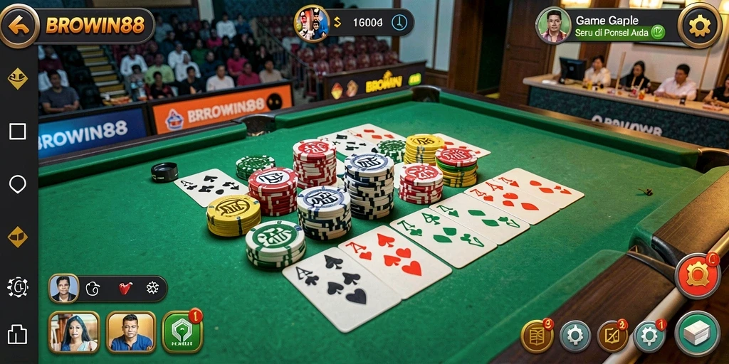 Tampilan utama BROWIN88 dengan gameplay Gaple yang seru.