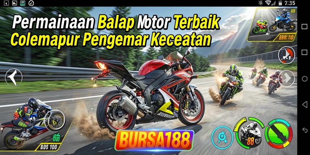 Tampilan gameplay BURSA188 yang mendebarkan saat balapan motor.