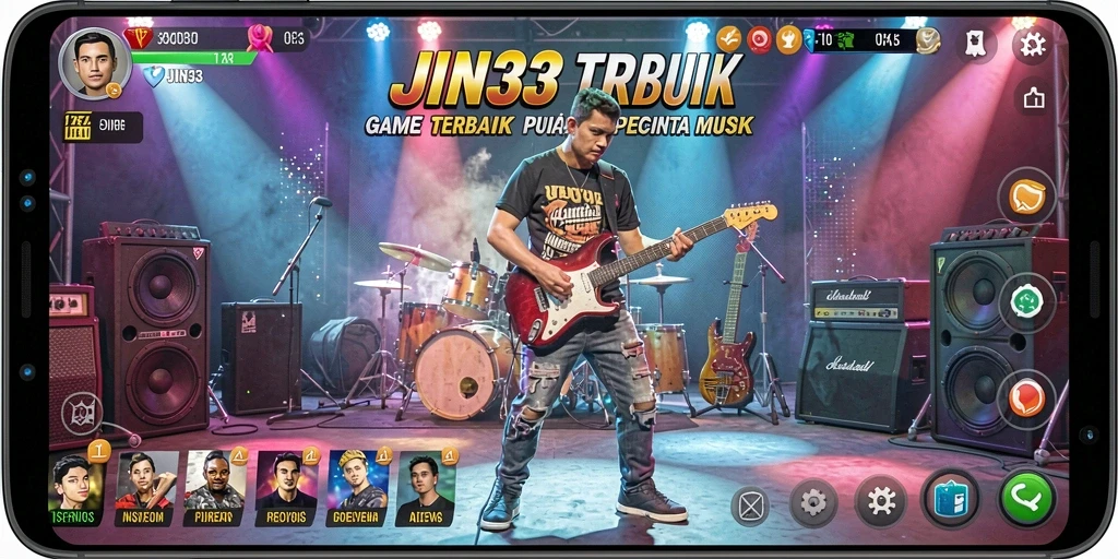 Tampilan gameplay seru dalam JIN33 dengan musik yang menghibur.