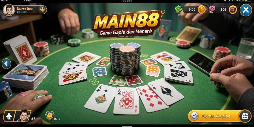 Screenshot MAIN88 menampilkan serunya bermain Gaple dengan teman.