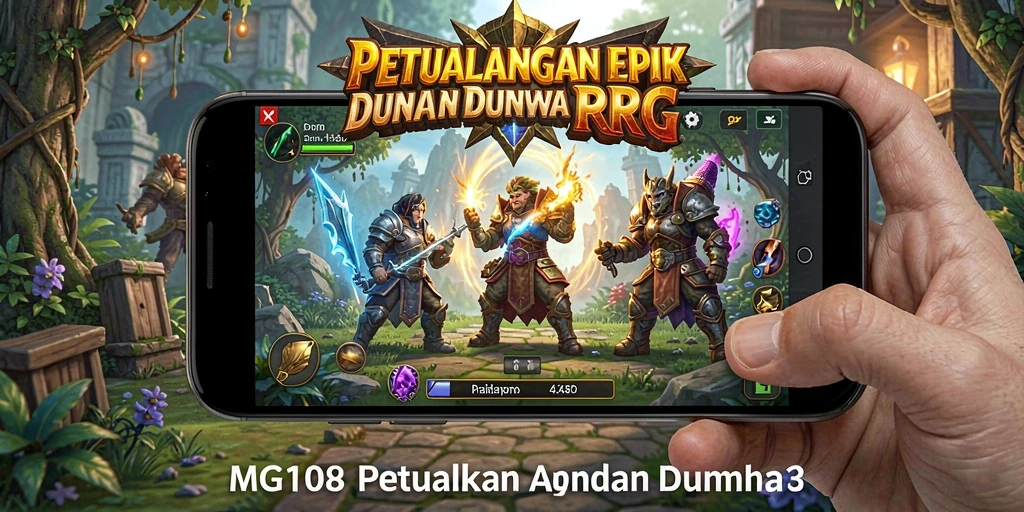 Screenshot gameplay MG108 menampilkan aksi pertarungan RPG yang intens.