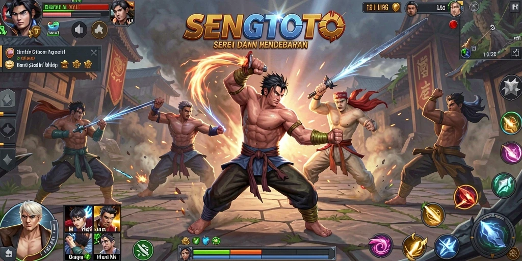 Screenshot SENGTOTO menampilkan pertarungan seru antara karakter.