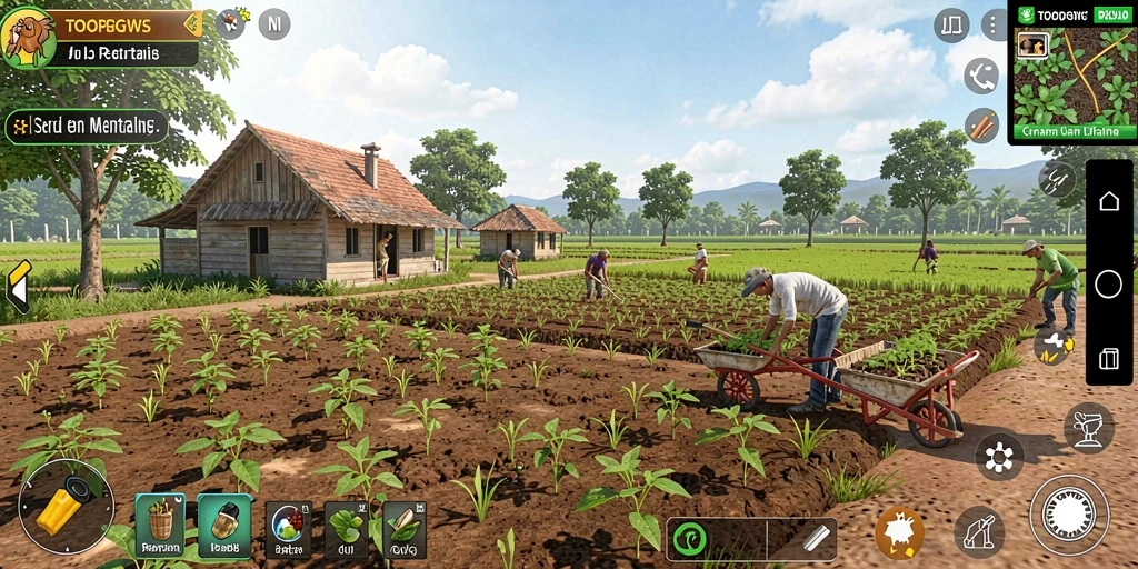 Screenshot TOOPGWS menampilkan gameplay seru saat bercocok tanam.