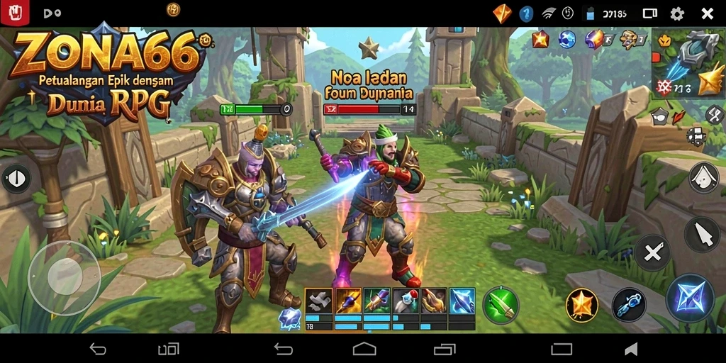 Tampilan gameplay RPG yang menampilkan aksi mendebarkan di ZONA66.